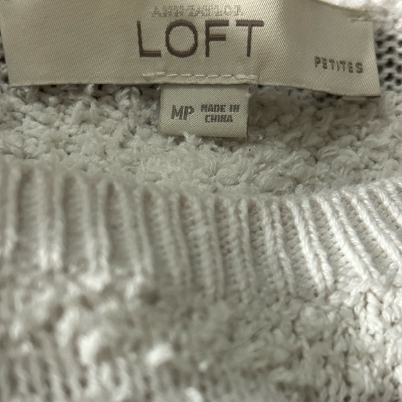 LOFT Women's Cream Textured Crew Neck Sweater - Picture 3 of 3
